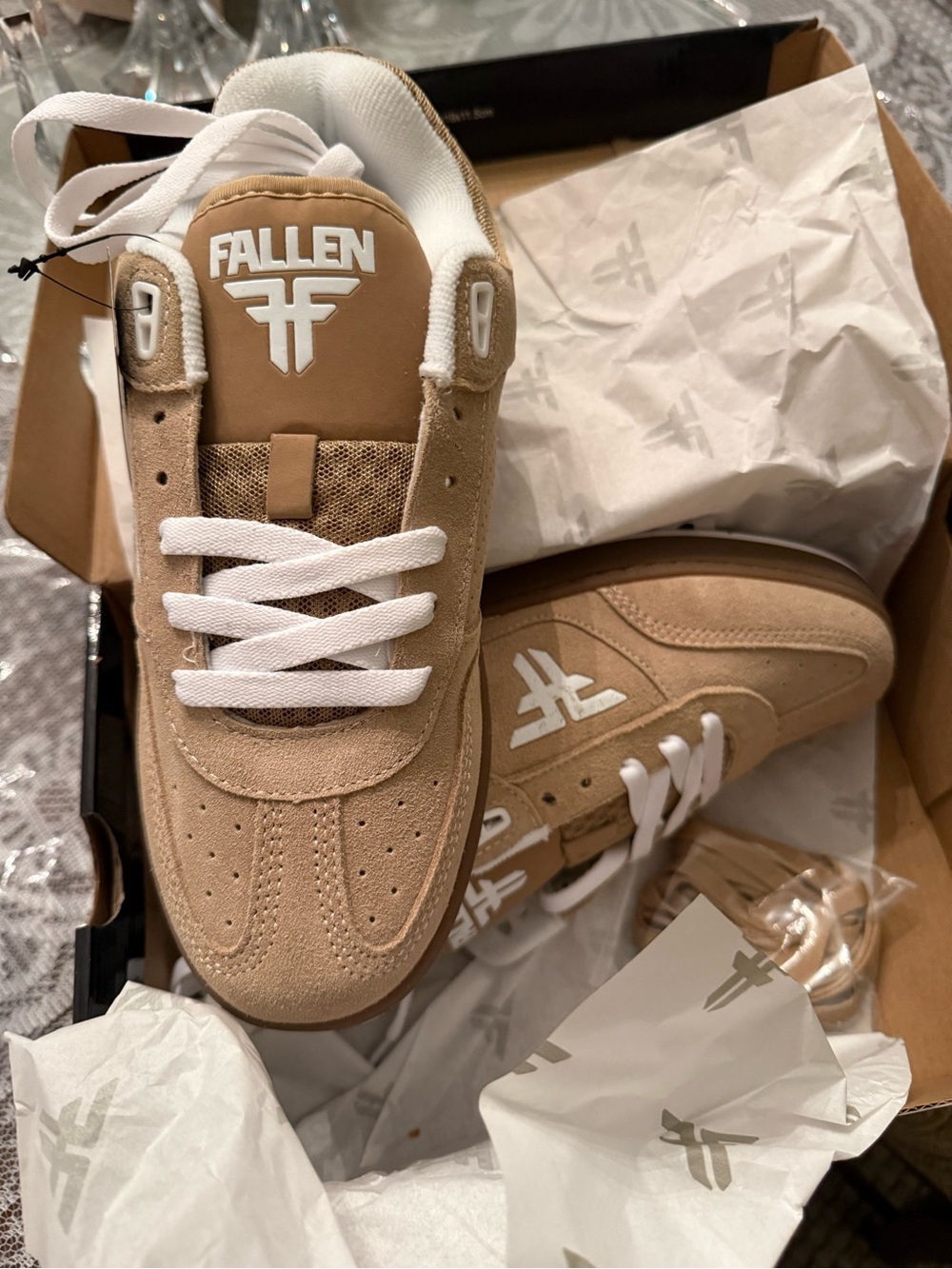 FALLEN Men's Tan Suede Athletic Skate Shoes